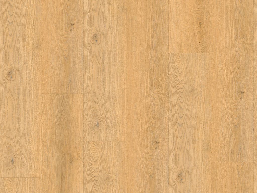 Verlegter Vinylboden mit Innovation-Click-System im Wohnraum, Eiche-Design, Nutzungsklasse 42