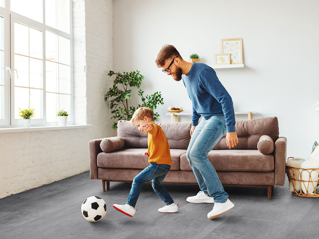 MUSTER - Click-Vinyl CHECK One 2150 Mettingen Beton Fliese XL inkl. Trittschall Standard (KOSTENLOS)