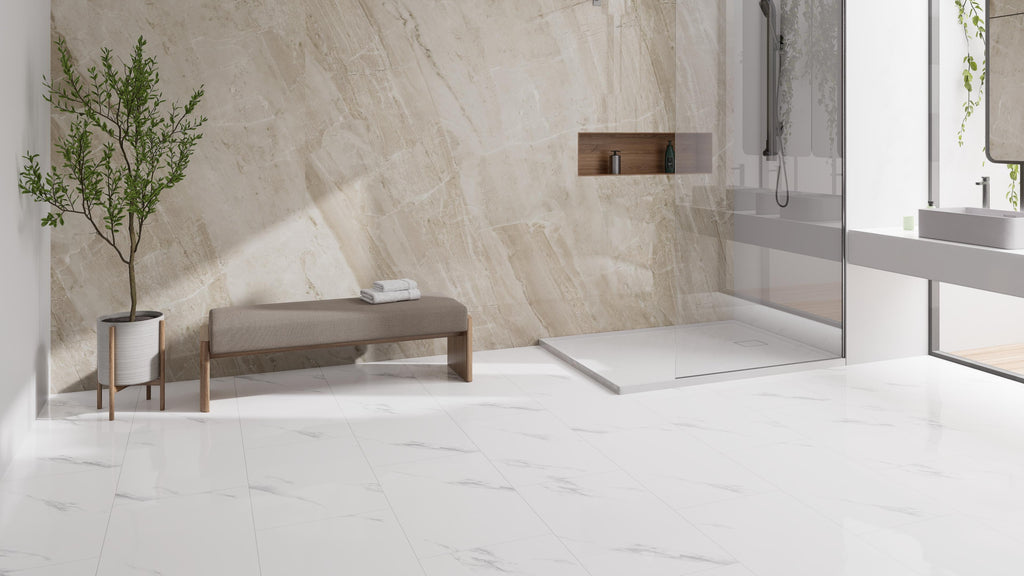 Click-Vinyl CHECK One 2157 Alsberg Marmor Hochglanz-Fliese XL inkl. Trittschall Standard