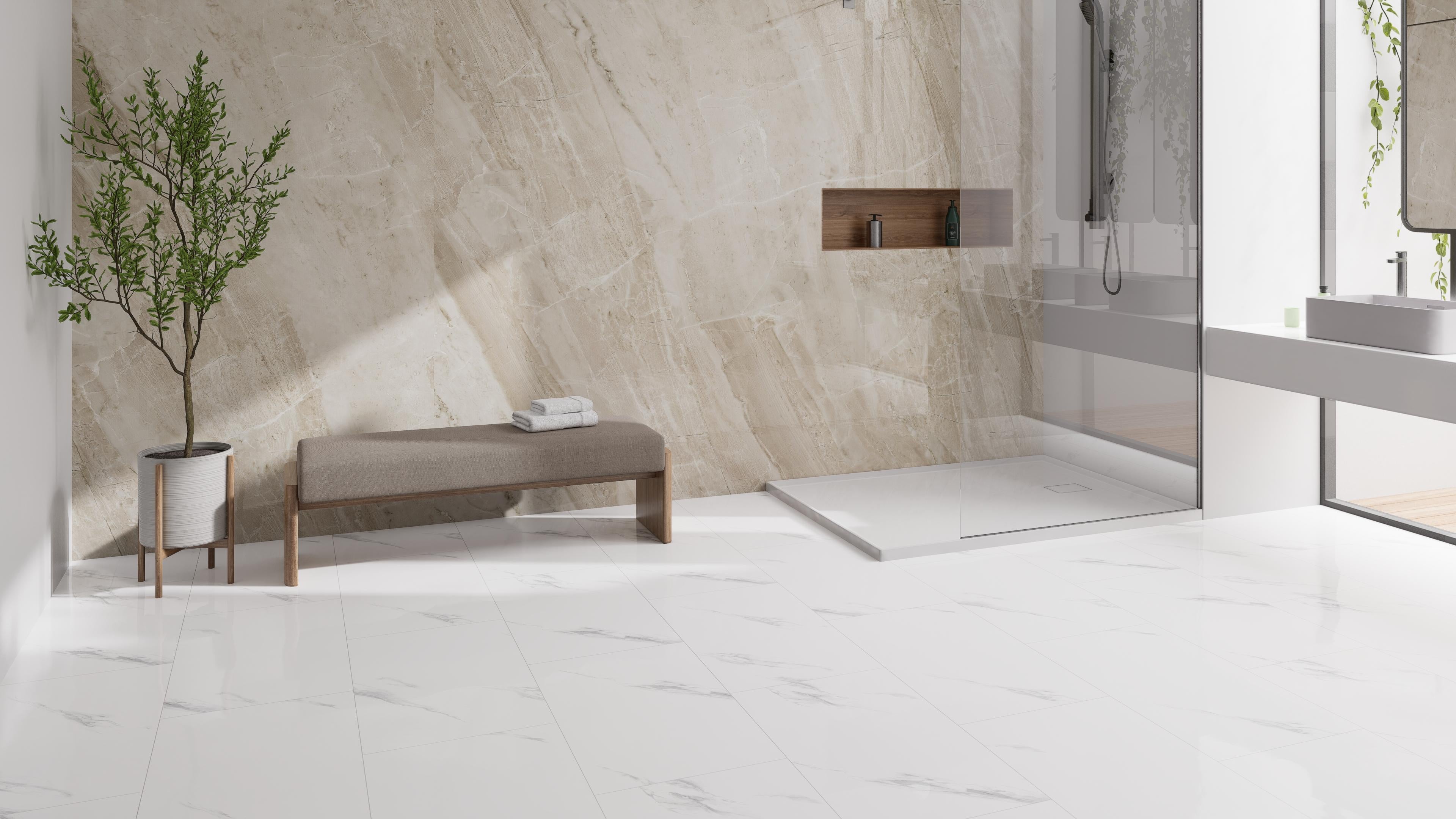 Click-Vinyl CHECK One 2157 Alsberg Marmor Hochglanz-Fliese XL inkl. Trittschall Standard